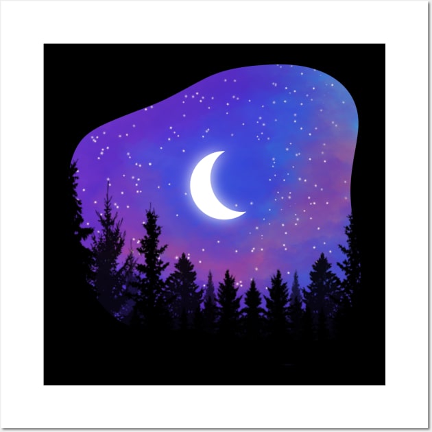 Purple Starry Night Sky Wall Art by The Creative Palette